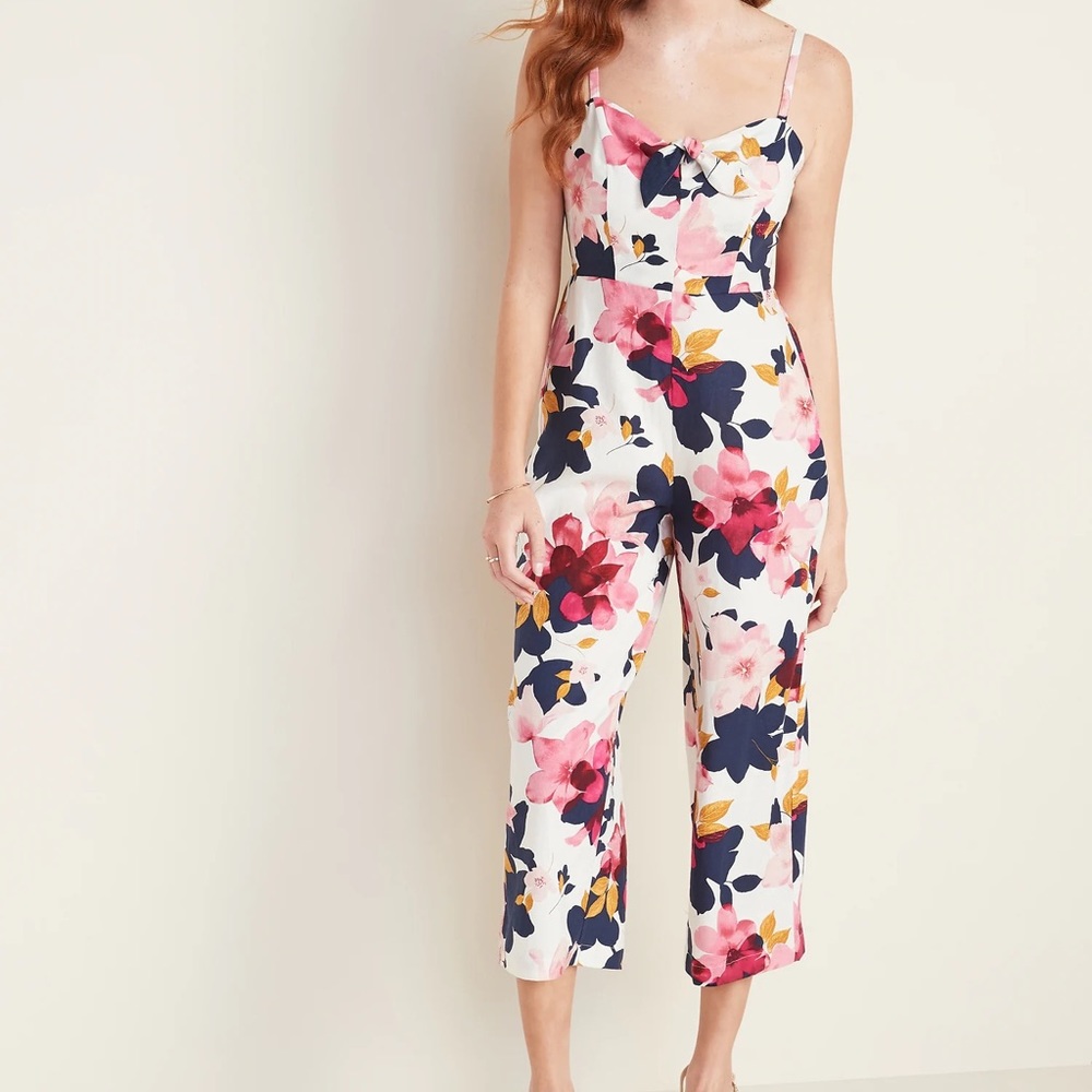 Floral linen jumpsuit